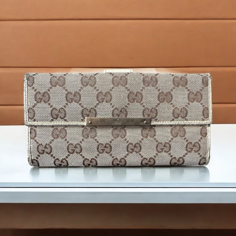 Authentic Gucci GG Canvas Long Wallet